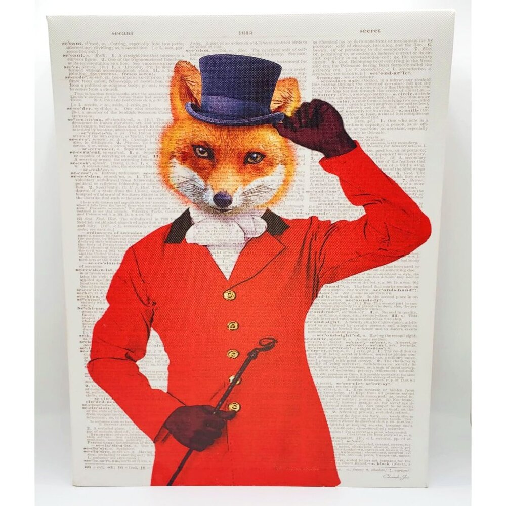 Fab Funky Fox Portrait, Book Print, Wrapped Canvas, Wall Art 14 x 11"